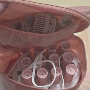 Pink Hair Rollers Set with Case